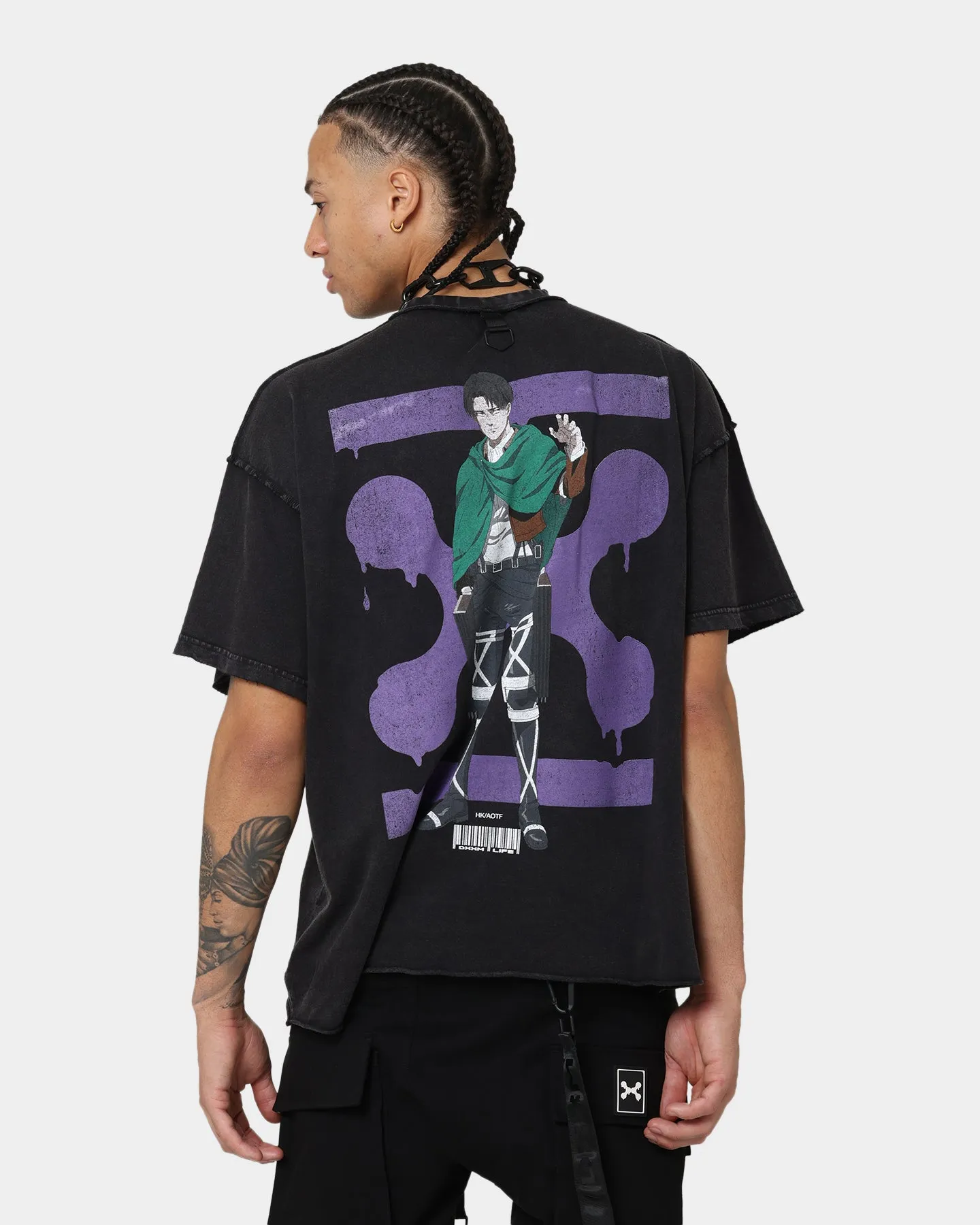DXXMLIFE X Attack On Titan Levi DXXM Vintage T-Shirt Aged Black