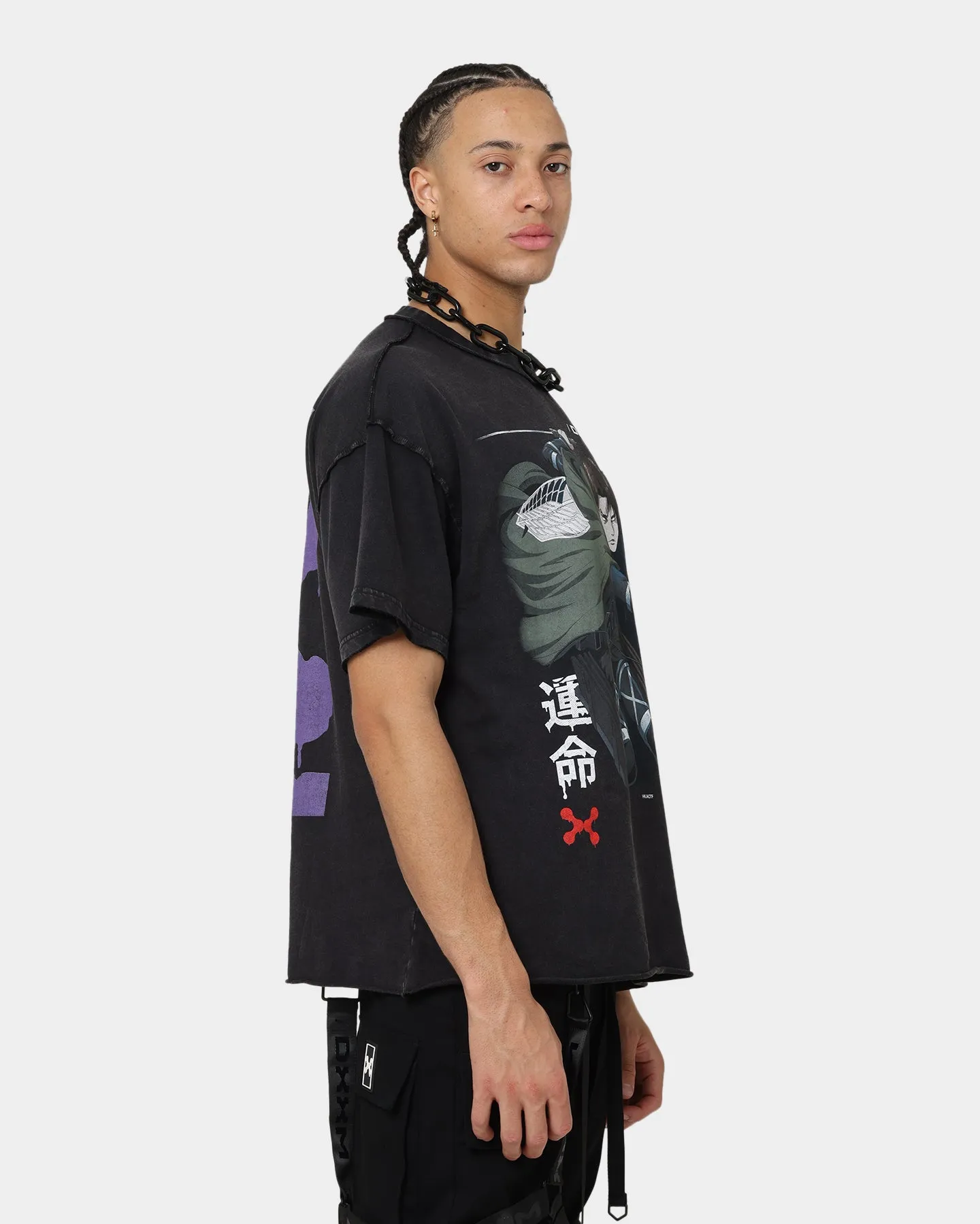 DXXMLIFE X Attack On Titan Levi DXXM Vintage T-Shirt Aged Black