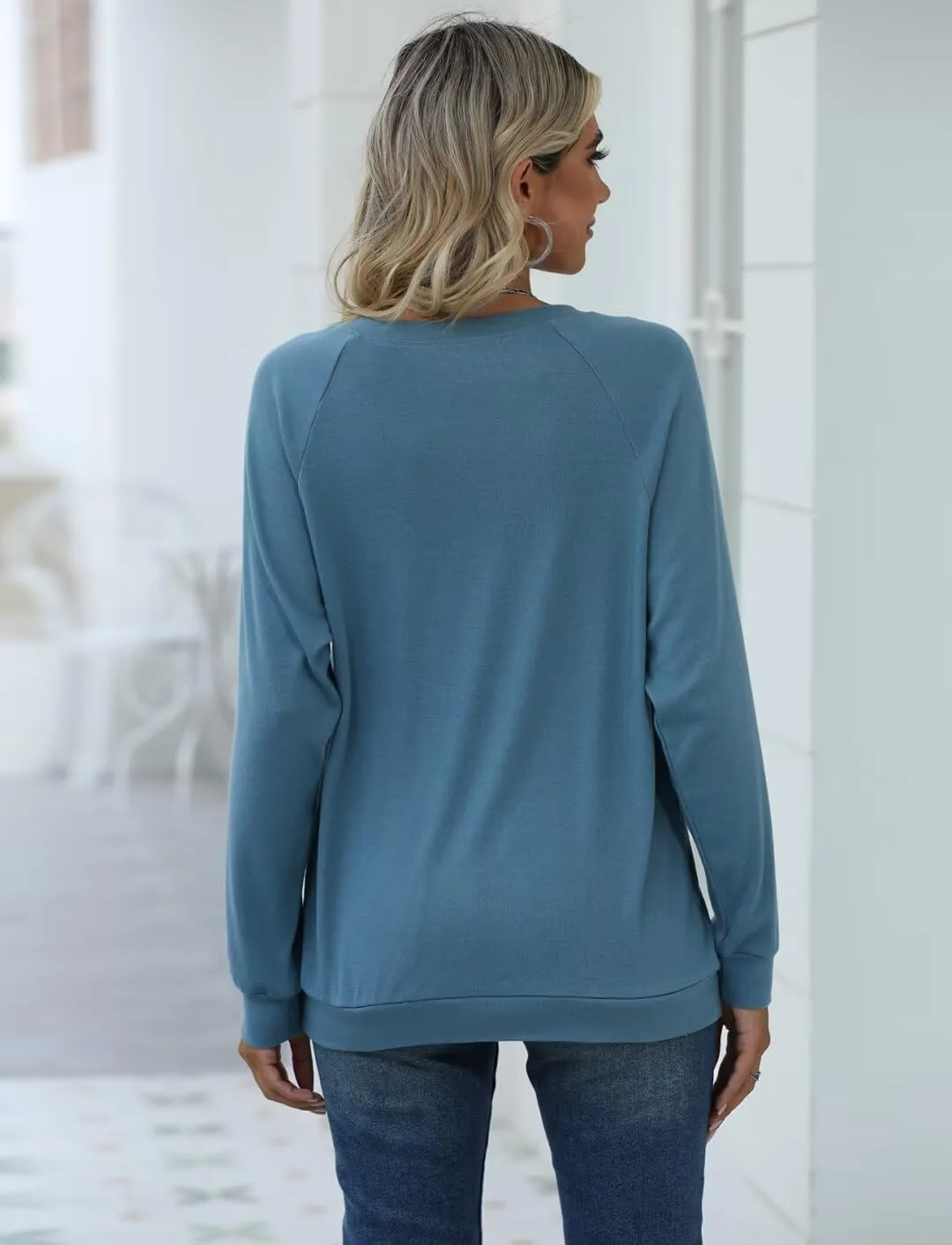 EADINVE Women Crewneck Daisy Print Long Sleeve Sweatshirts Faith-Hope-Love Graphic Tops Casual Loose Fit Pullover Shirts