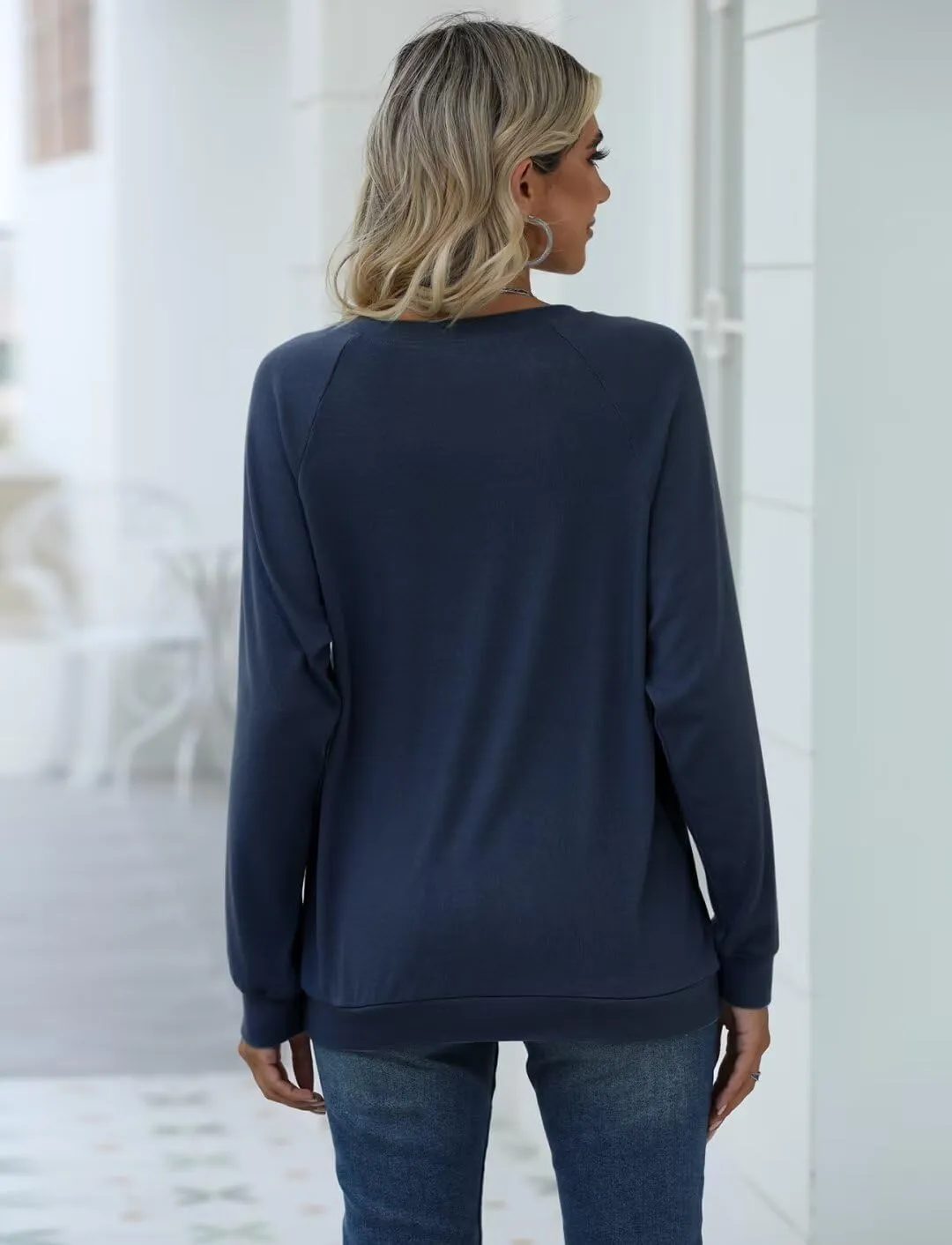 EADINVE Women Crewneck Daisy Print Long Sleeve Sweatshirts Faith-Hope-Love Graphic Tops Casual Loose Fit Pullover Shirts