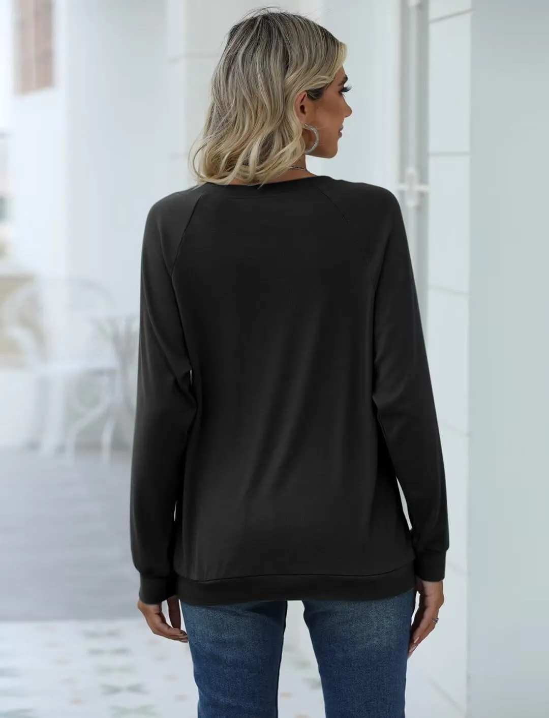 EADINVE Women Crewneck Daisy Print Long Sleeve Sweatshirts Faith-Hope-Love Graphic Tops Casual Loose Fit Pullover Shirts