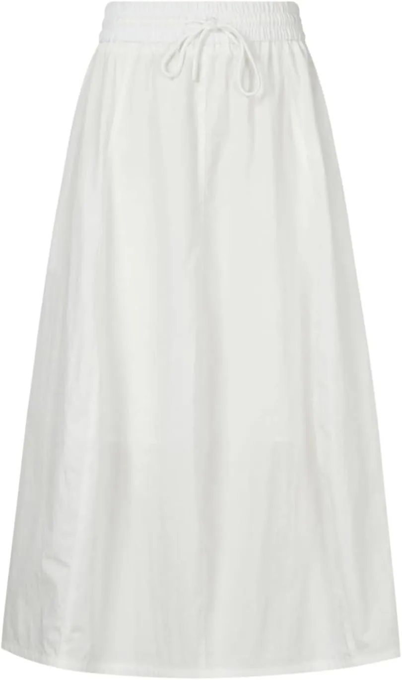 ebossy Women's Casual Long Cotton Skirt High Elastic Waist Side Slit A-line Maxi Skirts with Pockets
