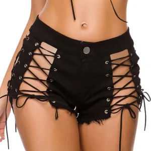 FEOYA Womens Low Rise Ripped Denim Shorts Sexy Distressed Micro Hot Pants Summer Casual Mini Short Jeans