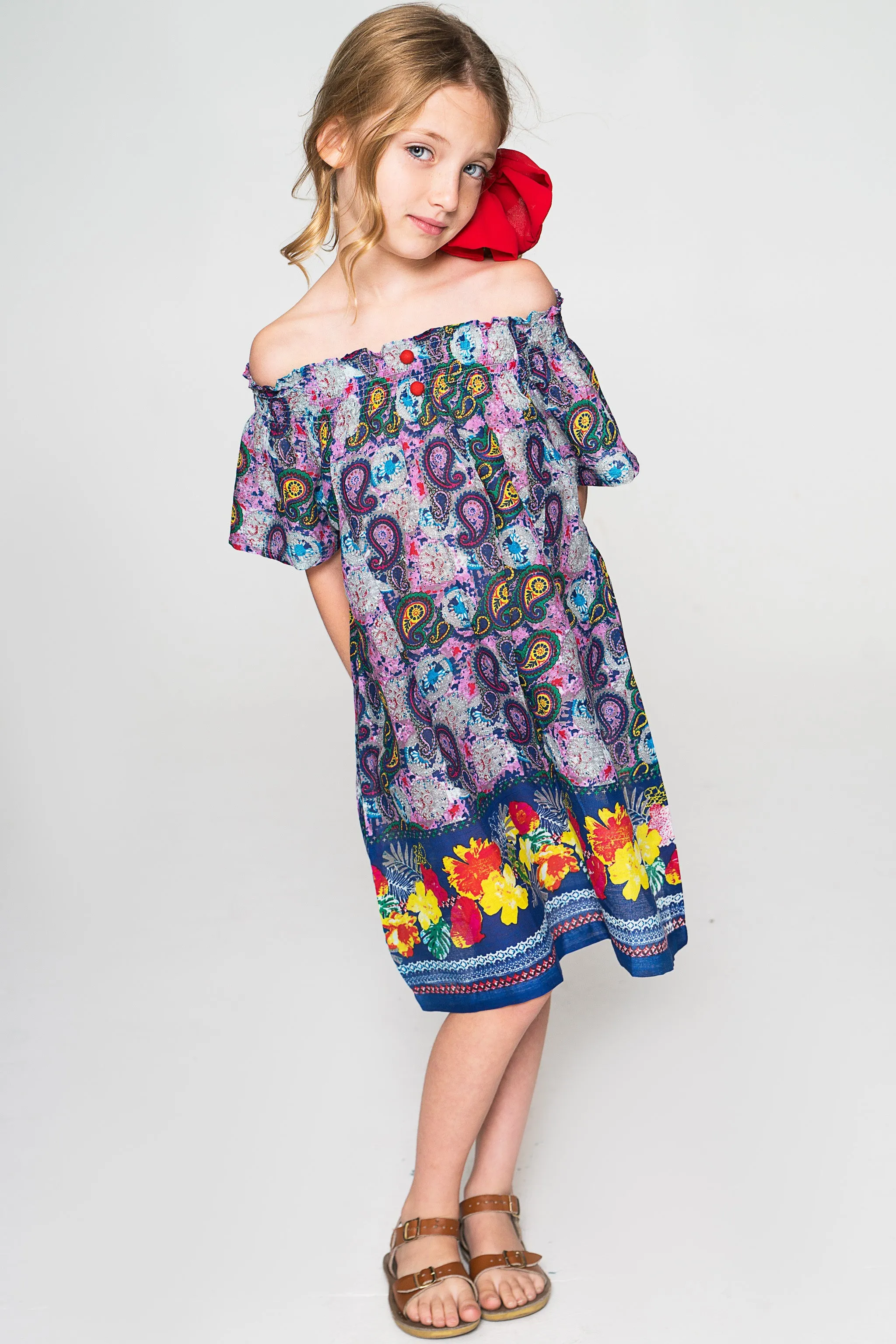 Floral Purple Off-shoulder Dress
