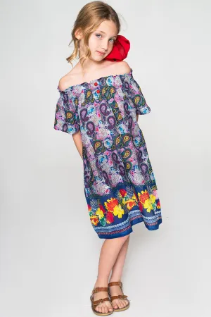 Floral Purple Off-shoulder Dress