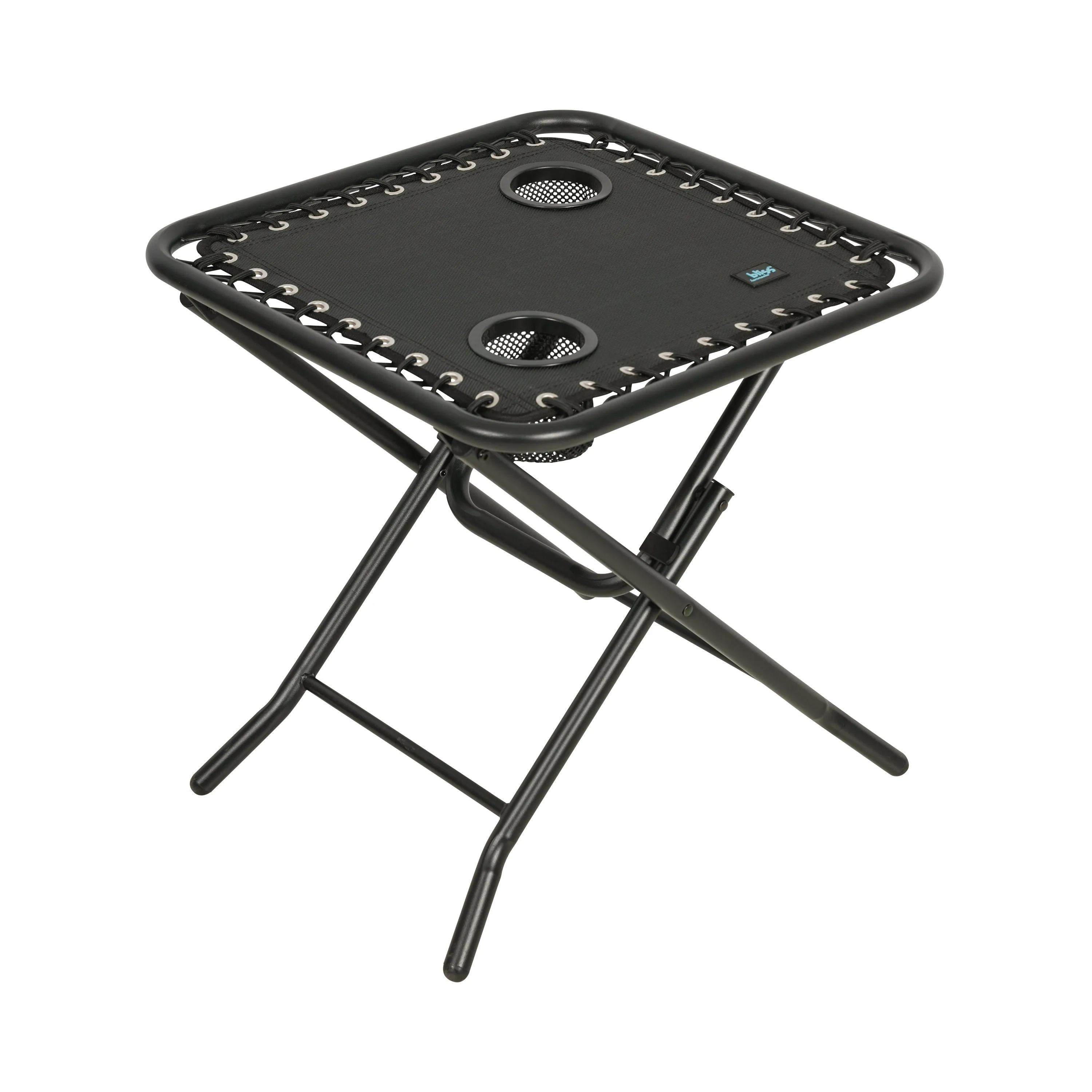 Folding Side Table w/ 2 Built-In Cup Holders | 20-in. Surface | Weather Resistant | 40 Lb. Capacity
