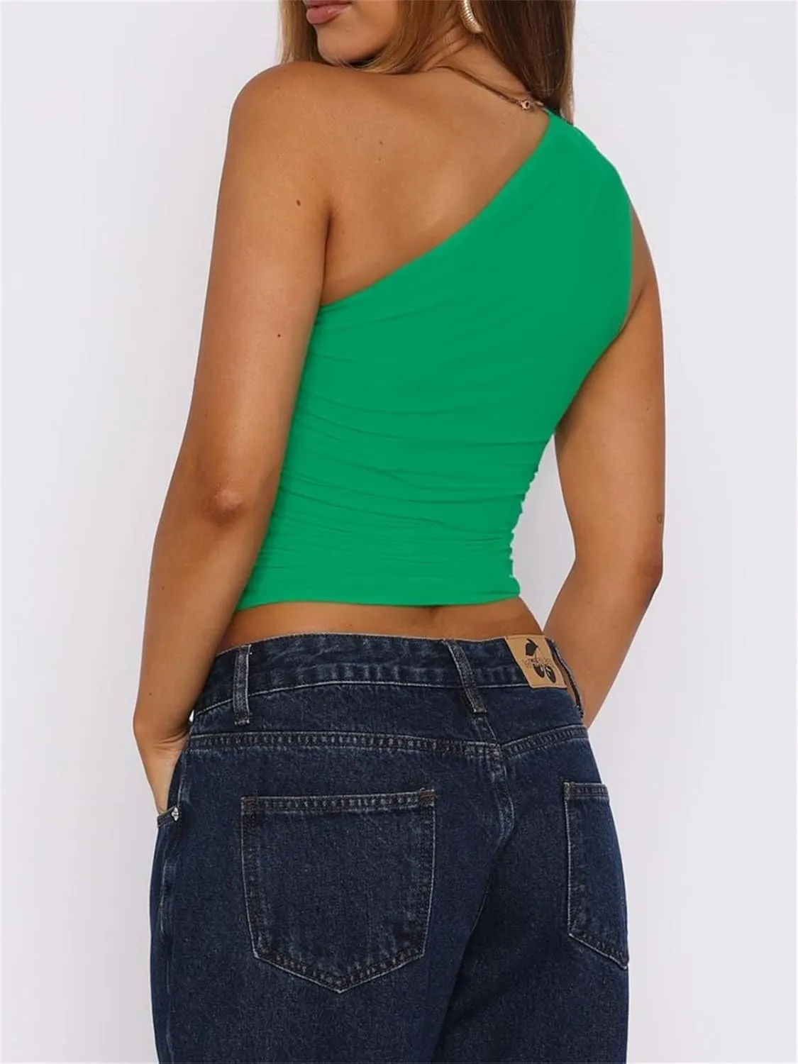 ForeFair Women One Shoulder Going Out Crop Tank Tops Slim Fit Sleeveless Shirts Y2k Cute Top