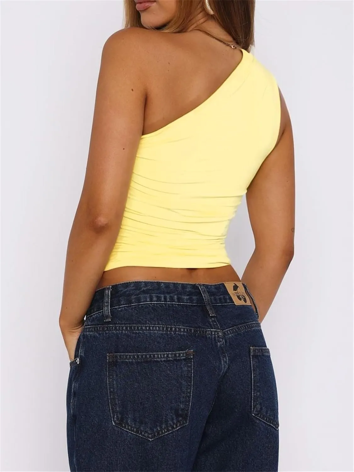 ForeFair Women One Shoulder Going Out Crop Tank Tops Slim Fit Sleeveless Shirts Y2k Cute Top