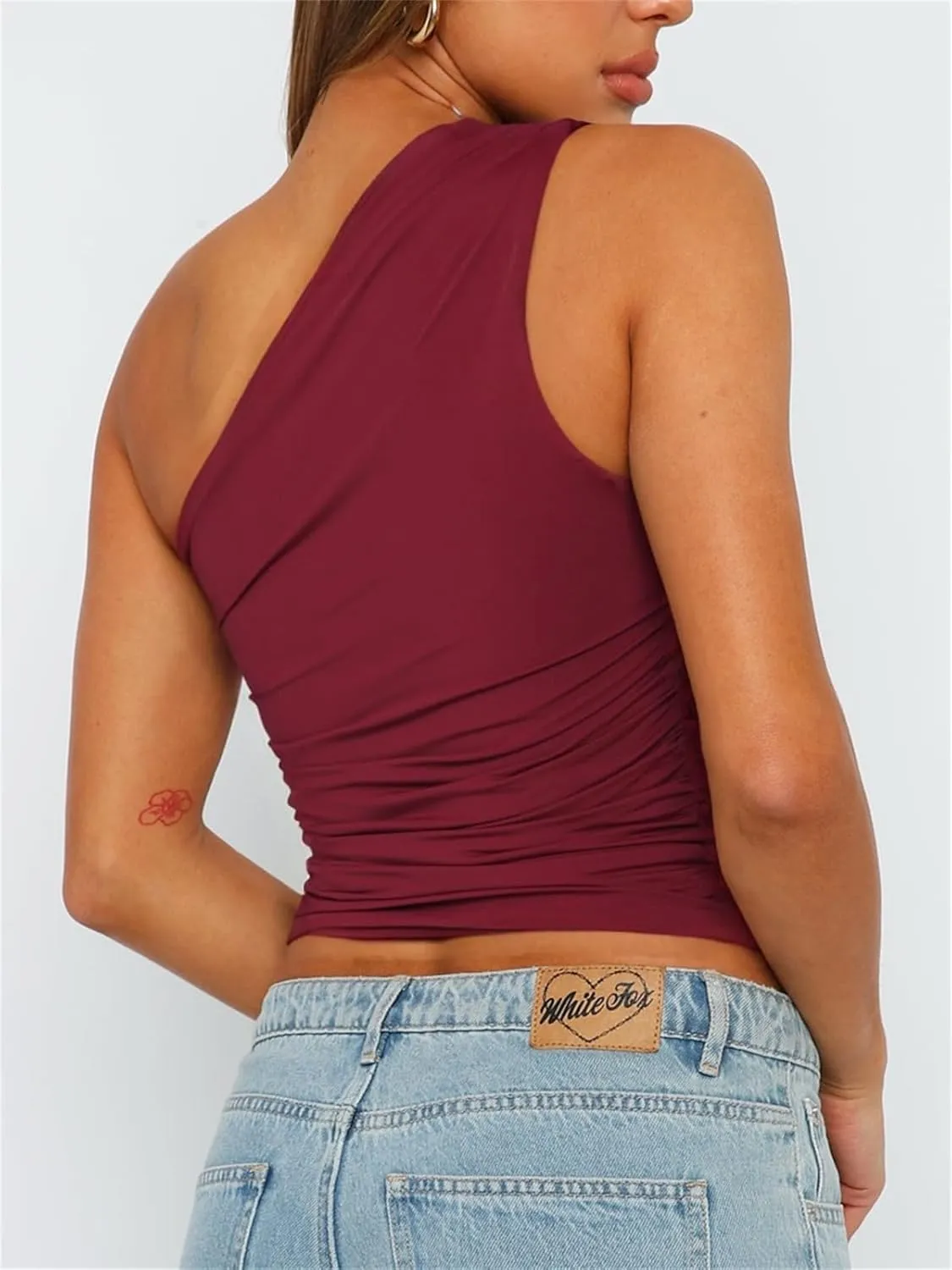 ForeFair Women One Shoulder Going Out Crop Tank Tops Slim Fit Sleeveless Shirts Y2k Cute Top