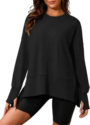 FUPHINE Womens Oversized Sweatshirts Long Sleeve Pullover Tops Casual Crewneck Hoodies Fashion Outfits Y2K Clothes 2024