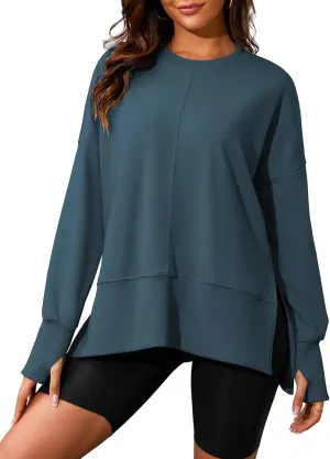FUPHINE Womens Oversized Sweatshirts Long Sleeve Pullover Tops Casual Crewneck Hoodies Fashion Outfits Y2K Clothes 2024