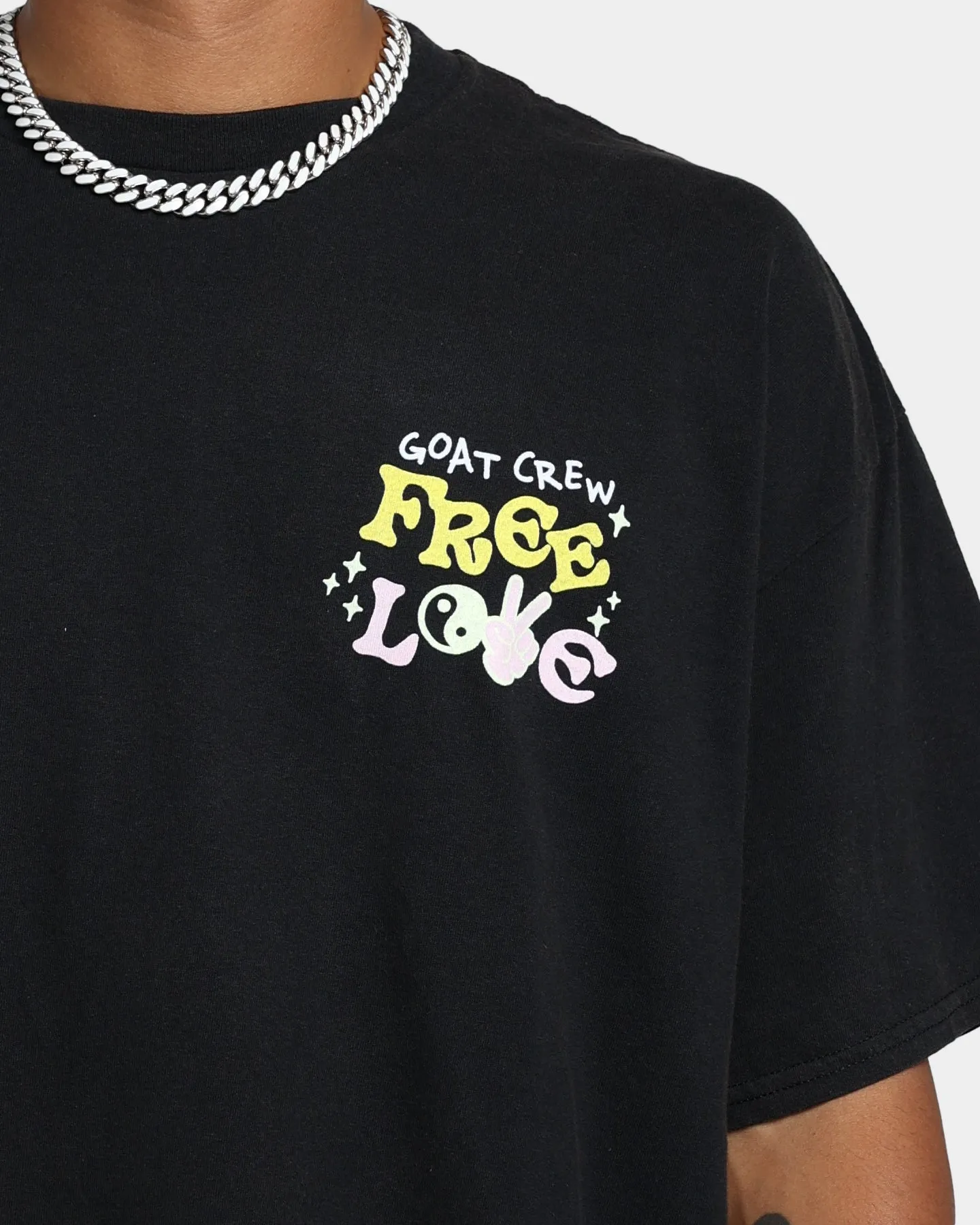 Goat Crew Free Love T-Shirt Off Black