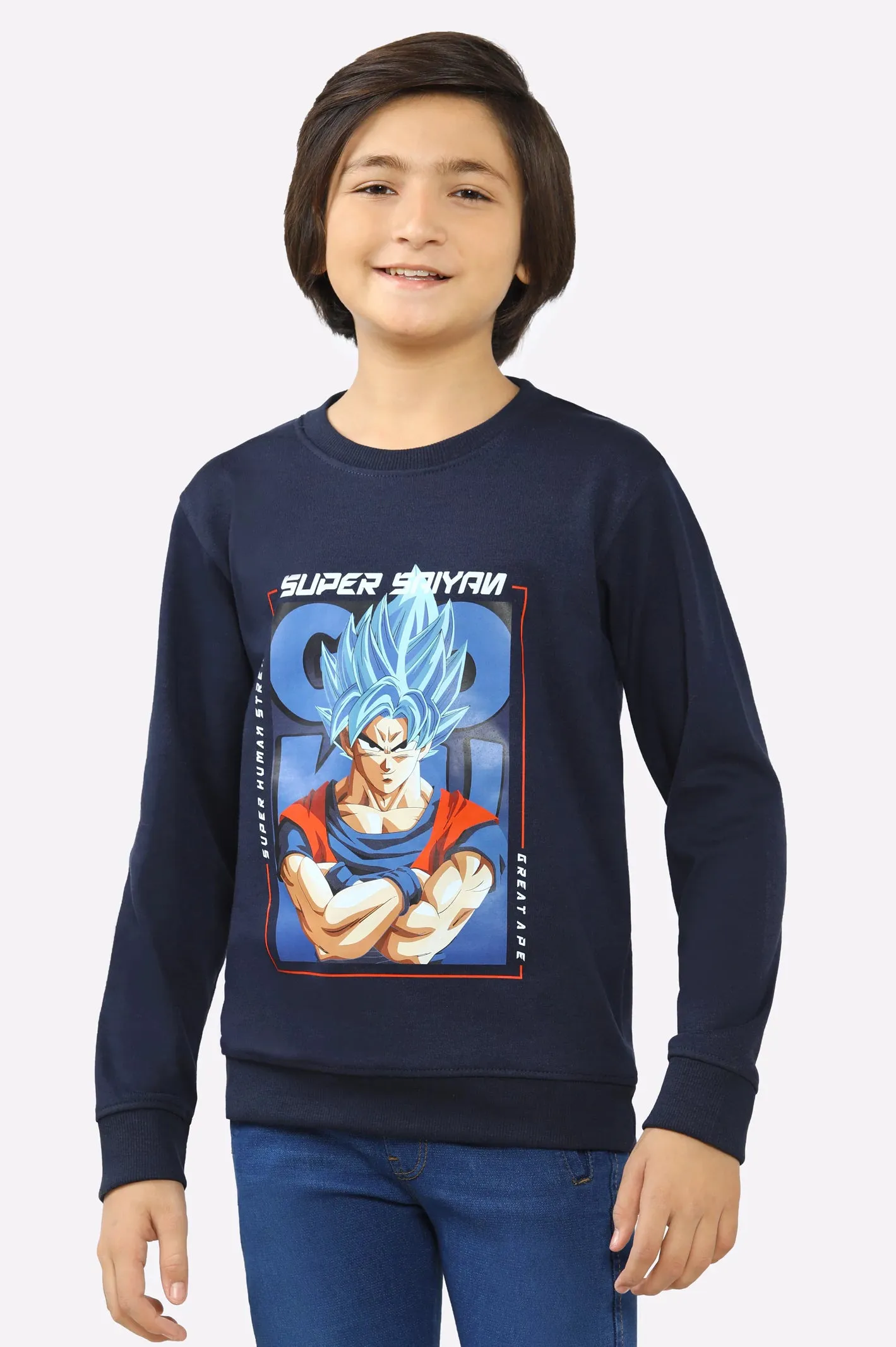 Goku Graphic Print Boys Sweatshirt