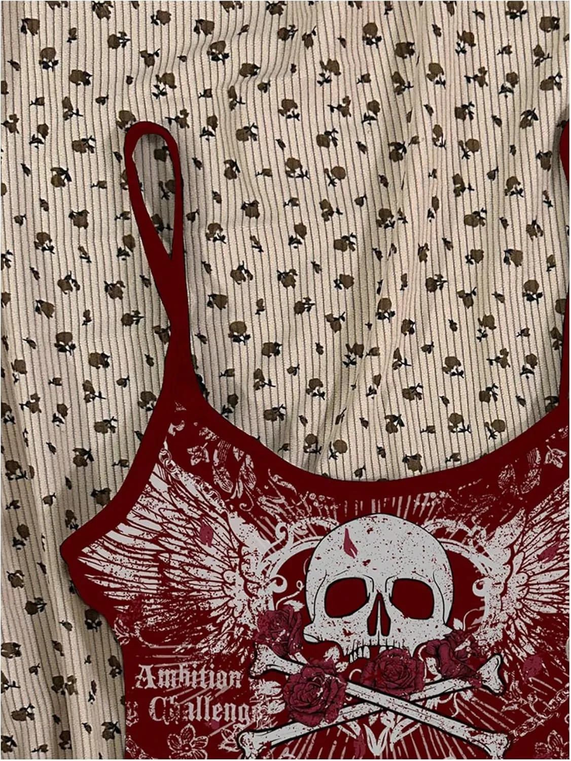 GORGLITTER Women's Backless Low Cut Gothic Crop Cami Top Vintage Graphic Sleeveless Slim Fit Camisole Y2k Streetwear
