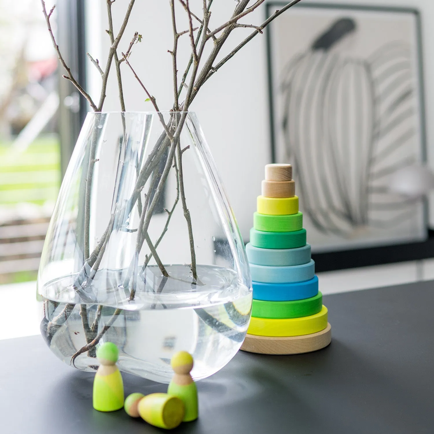 Grimm's Conical Stacking Tower - Neon Green