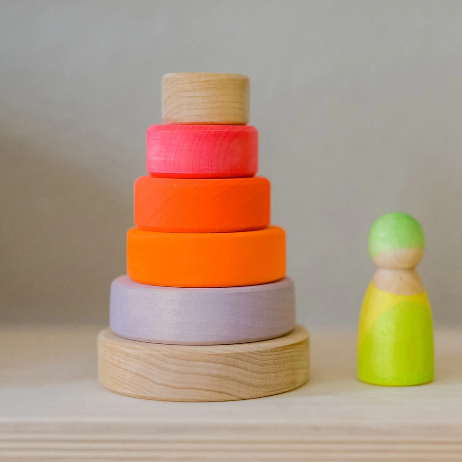 Grimm's Small Conical Stacking Tower - Neon Pink