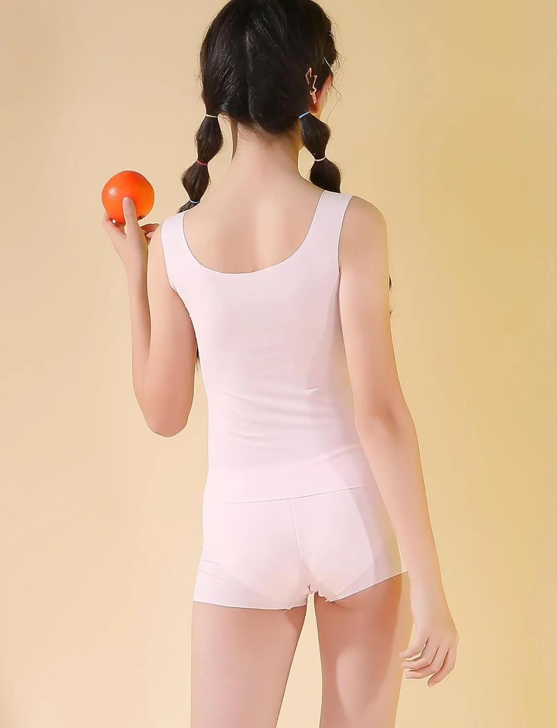 Happy Cherry Training Bras for Teens Girls Camisoles Long Bralette Bra Seamless Lightly Padded Sport Bra Wire Free 7-12 Years