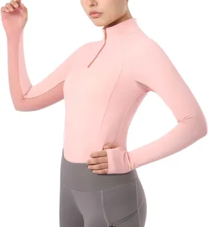 Harrison Howard Equestrian Tops Female Long Sleeve Half Mesh Arm Design Quick-Dry Summer Top with Stylish Neckline