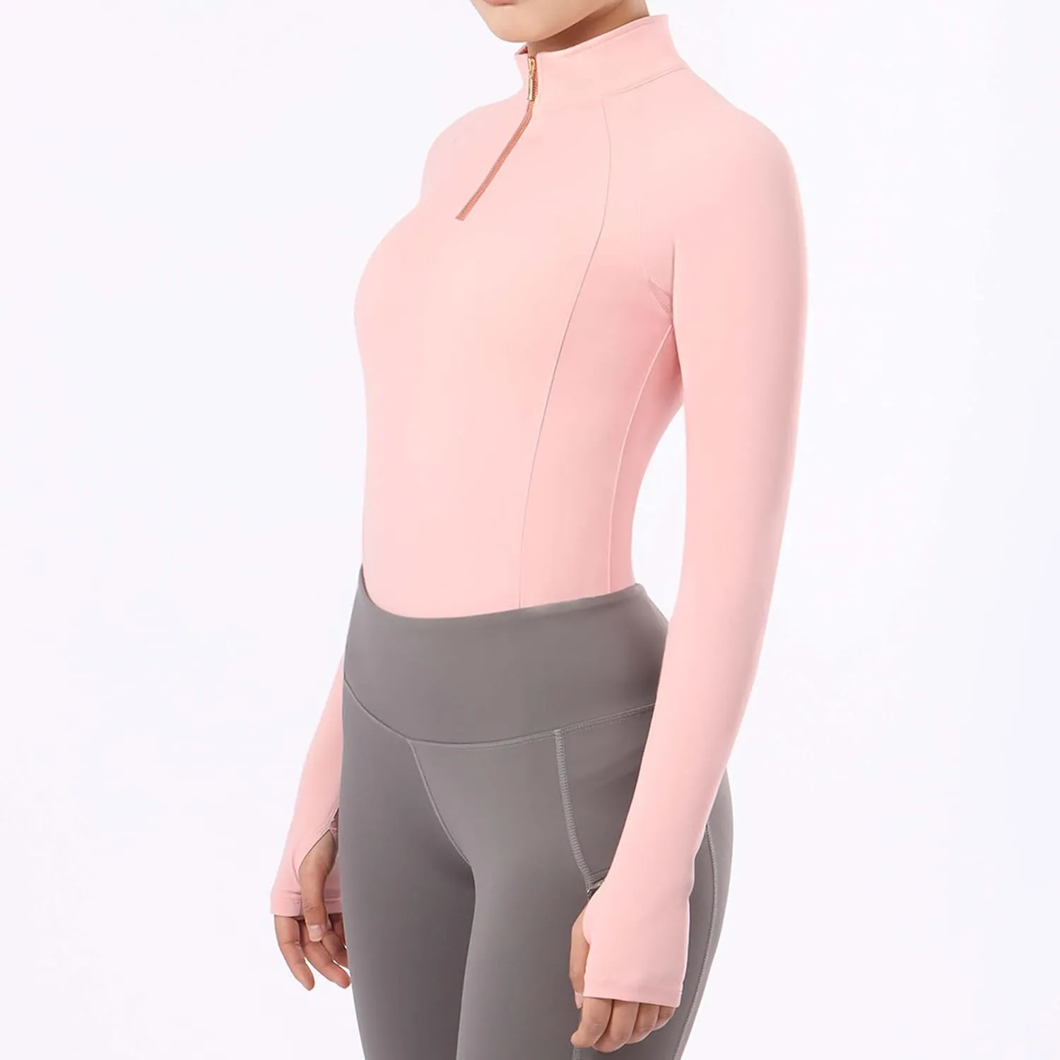 Harrison Howard Equestrian Tops Female Long Sleeve Half Mesh Arm Design Quick-Dry Summer Top with Stylish Neckline