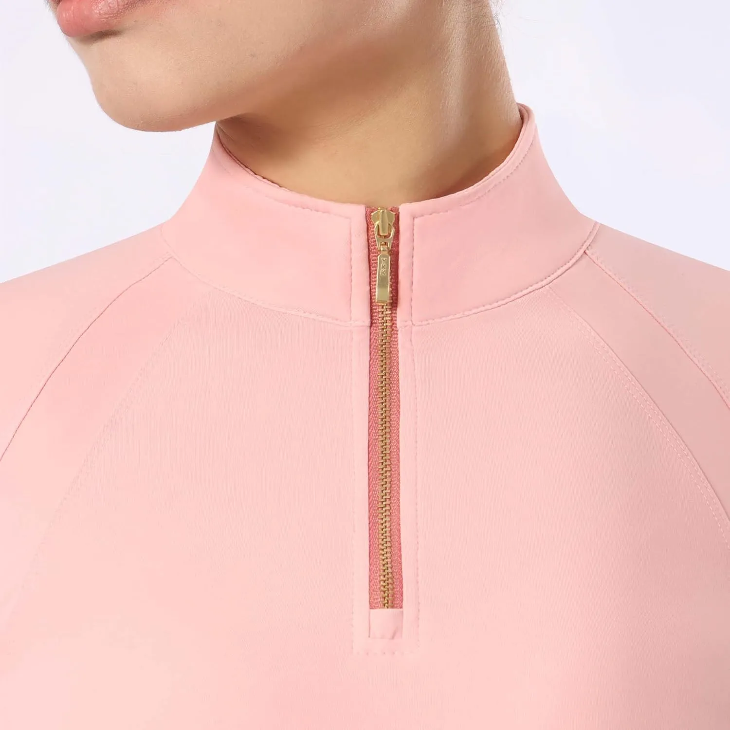 Harrison Howard Equestrian Tops Female Long Sleeve Half Mesh Arm Design Quick-Dry Summer Top with Stylish Neckline