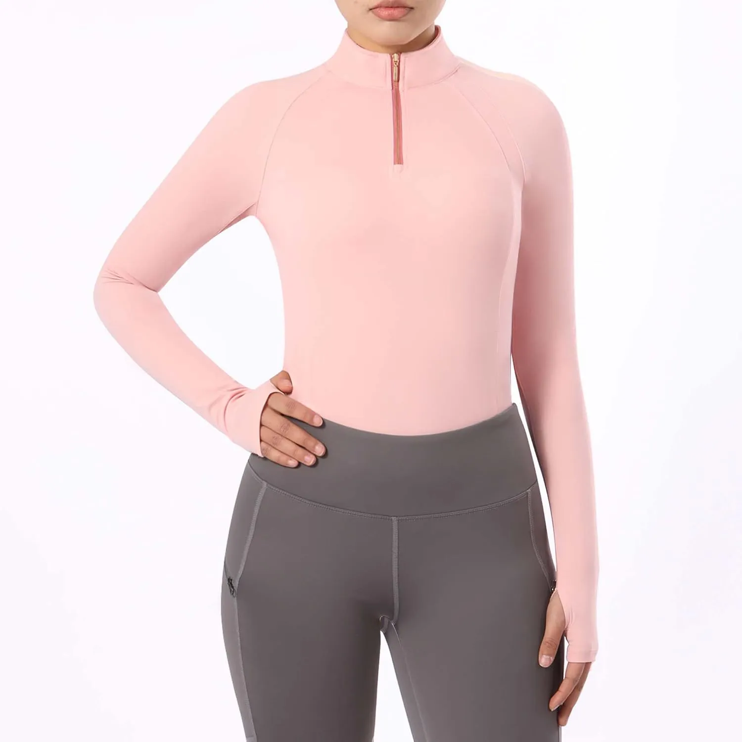 Harrison Howard Equestrian Tops Female Long Sleeve Half Mesh Arm Design Quick-Dry Summer Top with Stylish Neckline