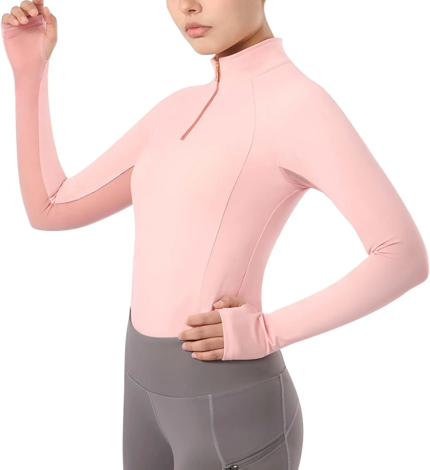 Harrison Howard Equestrian Tops Female Long Sleeve Half Mesh Arm Design Quick-Dry Summer Top with Stylish Neckline