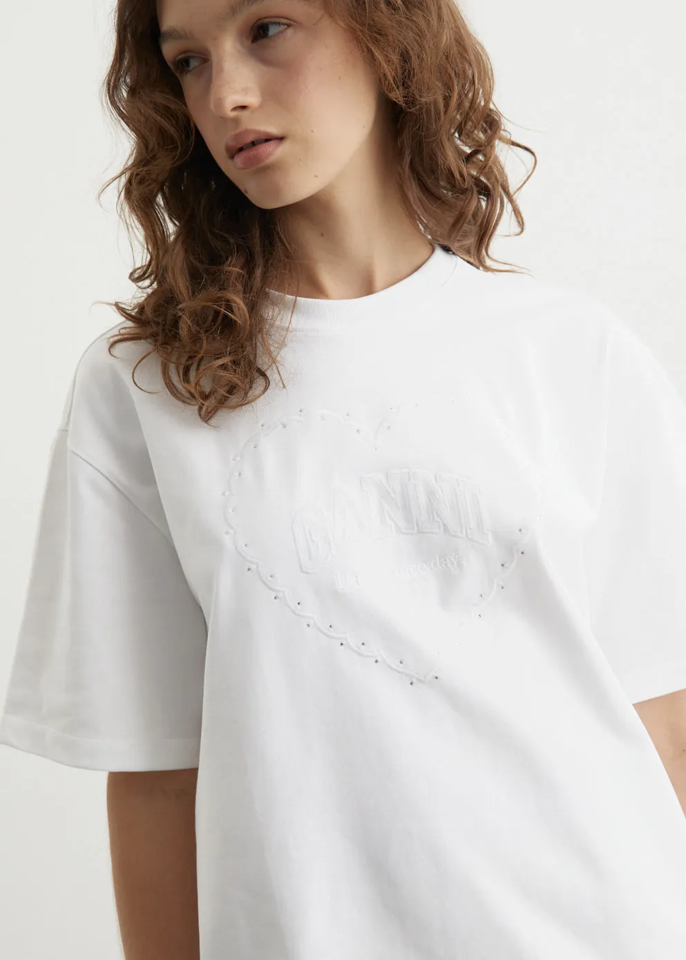 Heavy Cotton Drop Shoulder Heart T-Shirt