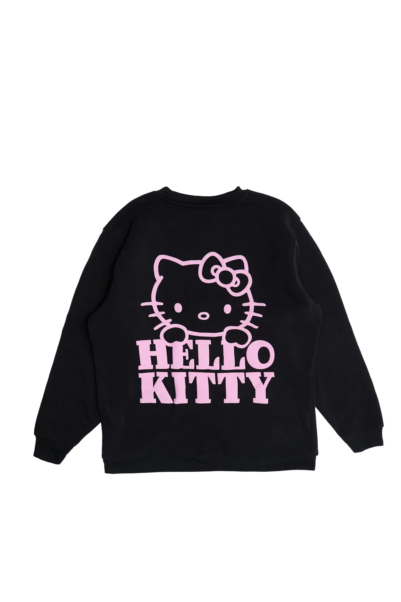 Hello Kitty Graphic Neon Puff Print Crew Neck Sweatshirt