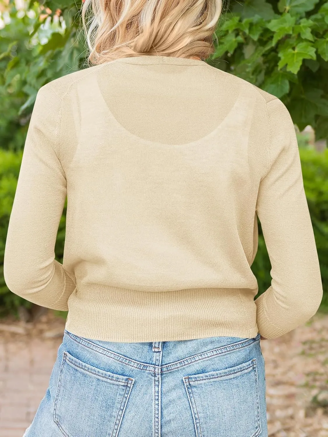 Langwyqu Womens Sheer Tie Knot Bolero Cardigan Summer Long Sleeve Lightweight Open Front Cover Up Crop Tops