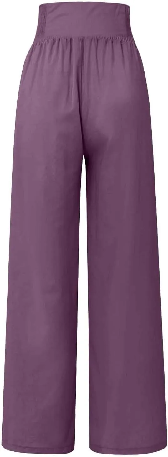 Linen Pants for Women Linen Pants Women Comfy Baggy Wide Leg Pants Summer Flowy High Omen Linen Baggy Harem Pants