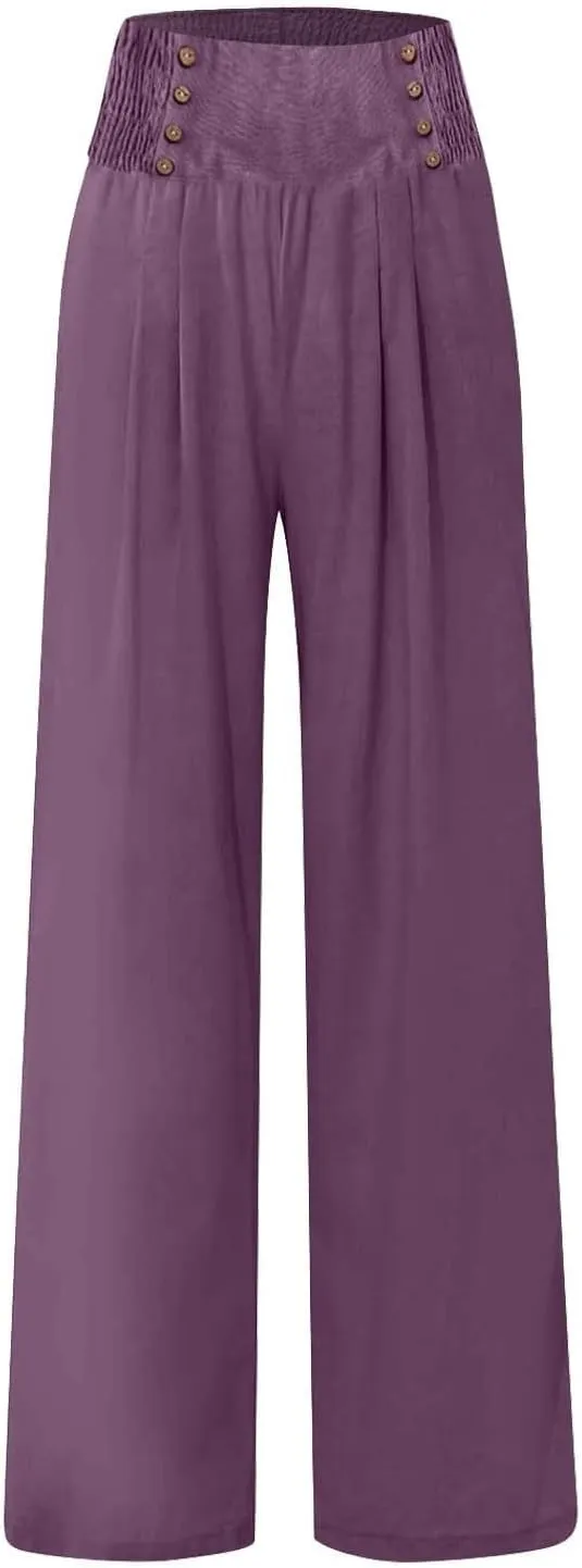 Linen Pants for Women Linen Pants Women Comfy Baggy Wide Leg Pants Summer Flowy High Omen Linen Baggy Harem Pants