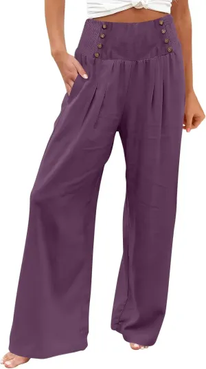 Linen Pants for Women Linen Pants Women Comfy Baggy Wide Leg Pants Summer Flowy High Omen Linen Baggy Harem Pants