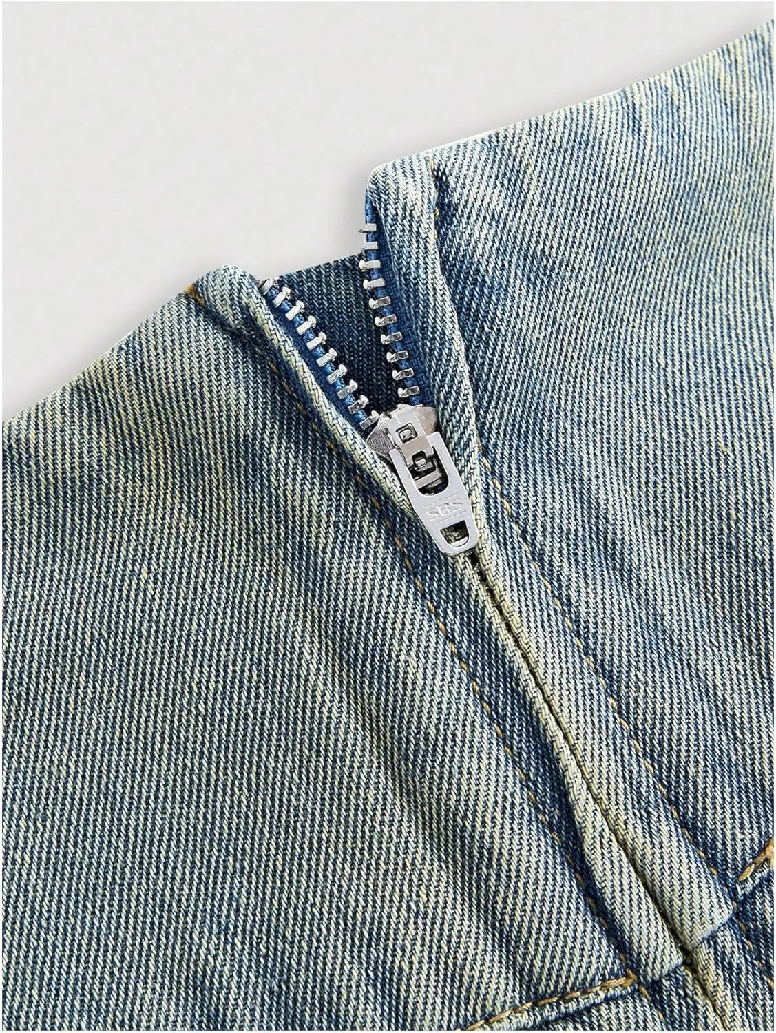 MakeMeChic Women's Denim Skirt Butterfly Lace Up Frayed Pleated Vintage Jean Mini Skirts