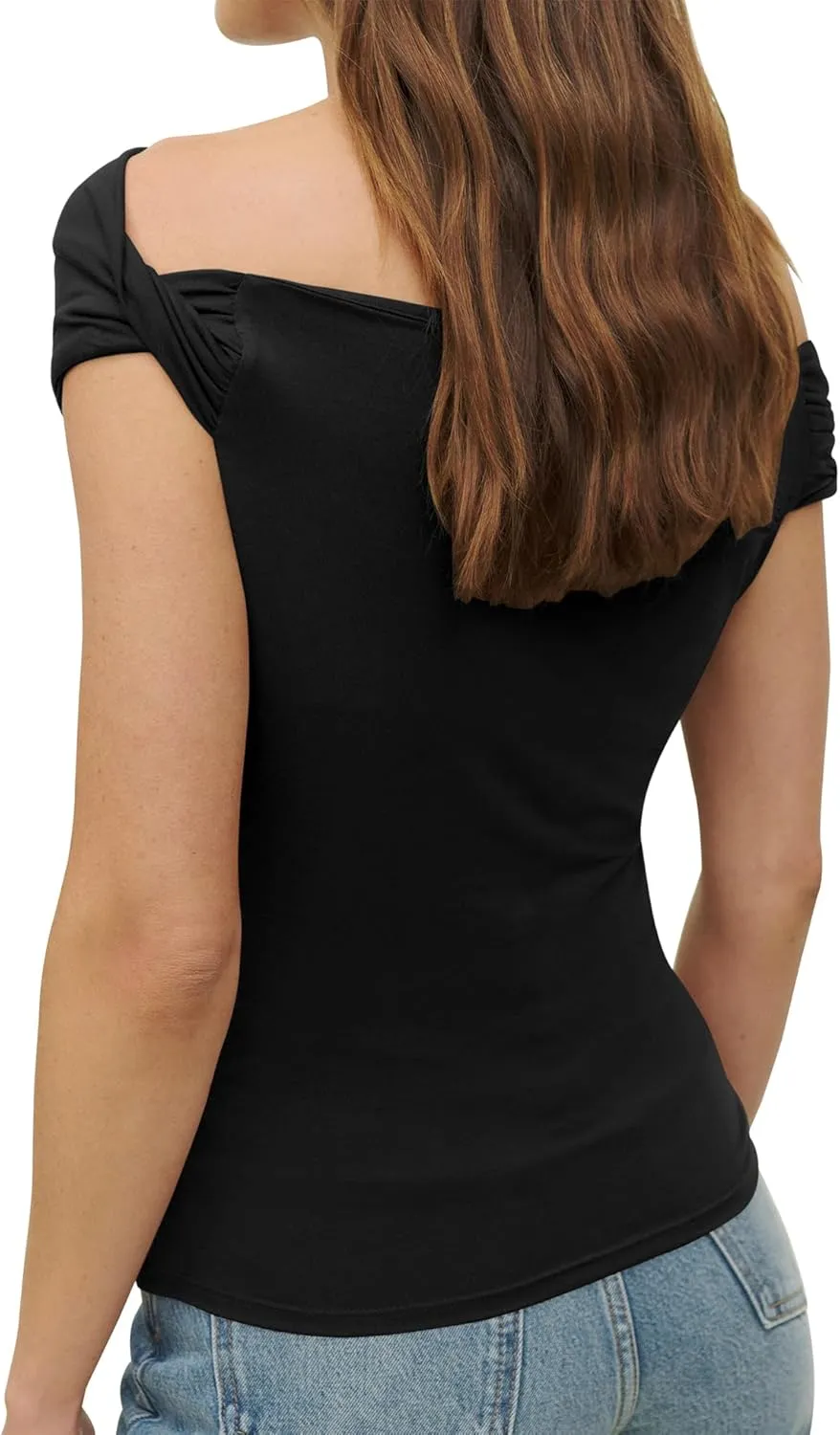 Micoson Womens Off The Shoulder Tops Boat Neck Twist Sleeveless Shirts Going Out Top Slim Fit Summer T-Shirt Y2K Clothing