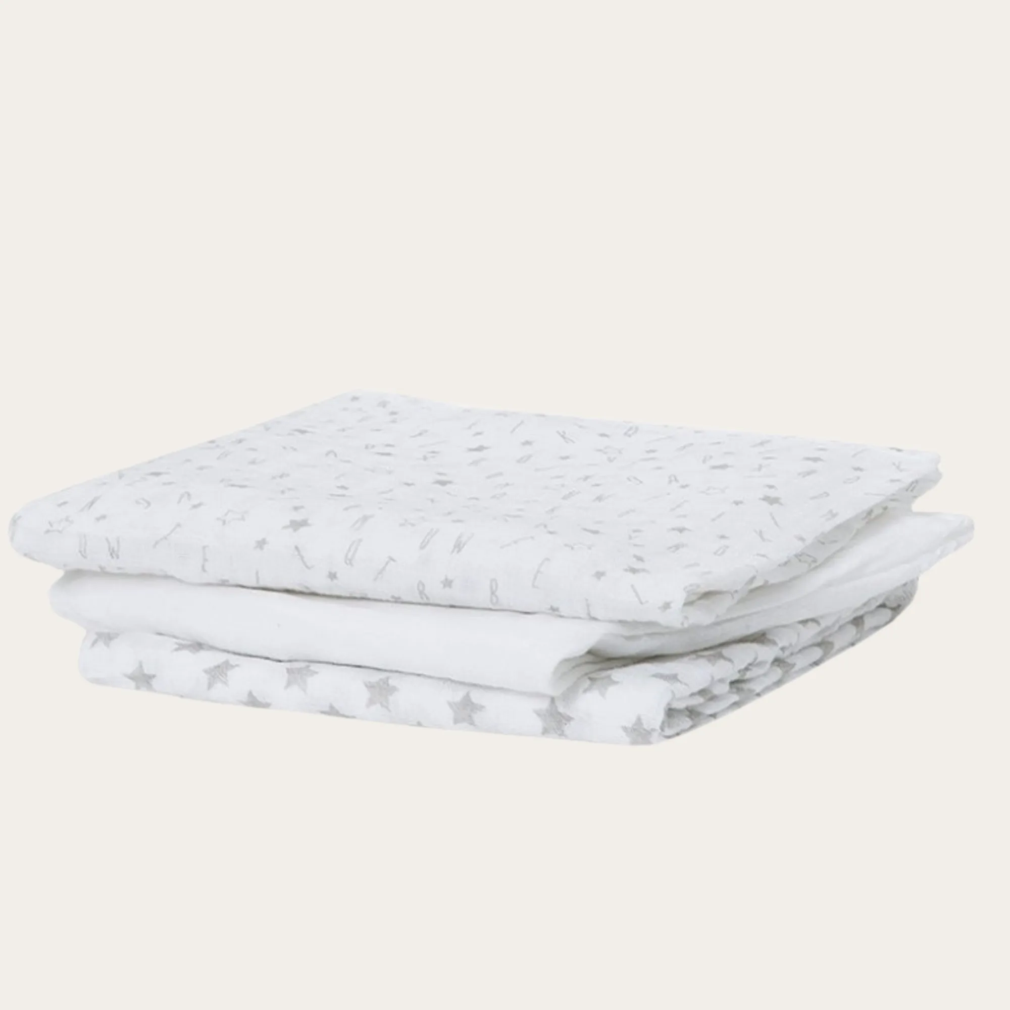 Muslin Squares Gift Set of 3 Grey and White