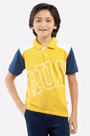 Mustard Graphic Print Polo