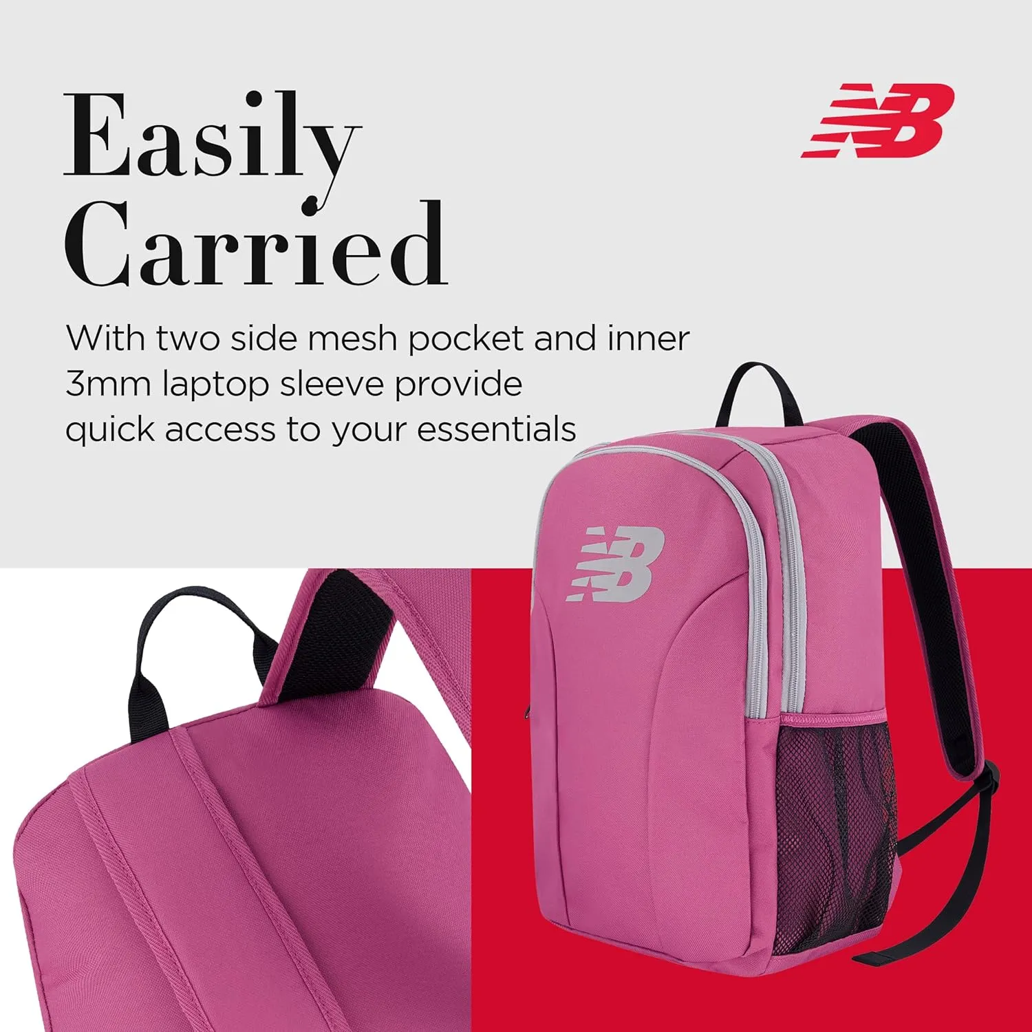 New Balance Laptop Backpack, Travel Computer Bag for Men and Women, Burgundy, 19 Inch