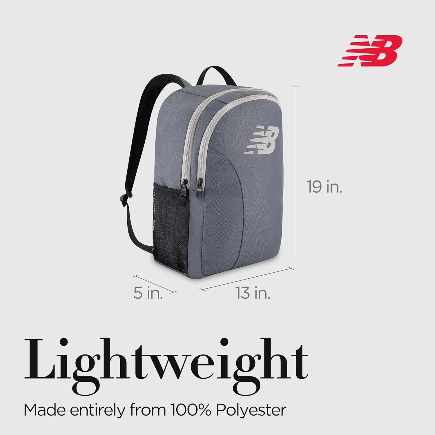 New Balance Laptop Backpack, Travel Computer Bag for Men and Women, Grey, 19 Inch