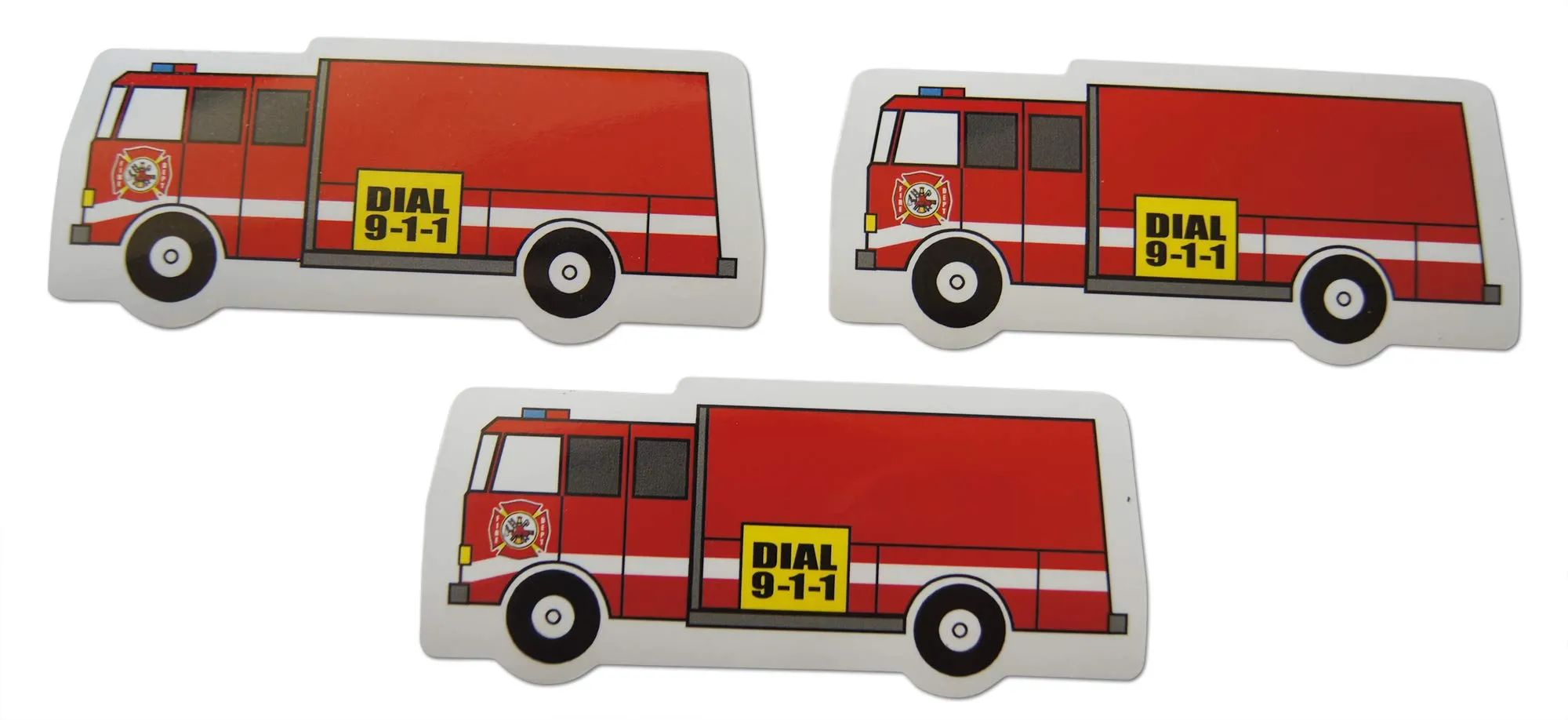 Novel Merk Fire Truck Fire-Fighter Call 911 Small Refrigerator Magnets Set for Kids Party Favors & School Carnival Prizes Miniature Design (12 Pieces)