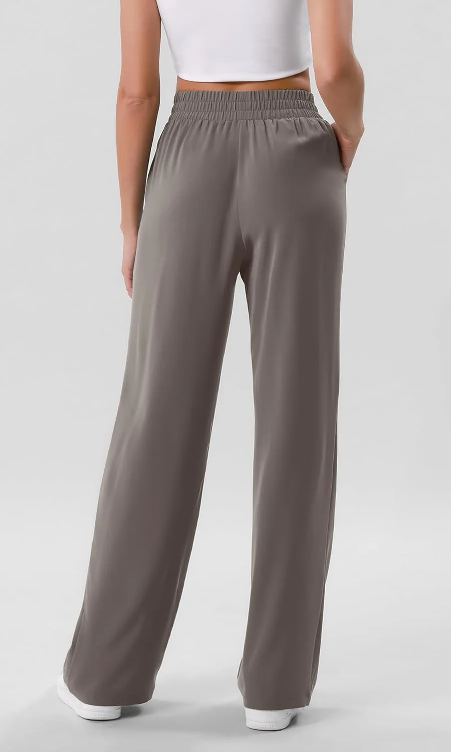 ODODOS Chiffon Flowy Wide Leg Pants for Women Lightweight High Waist Pull-On Pants with Pockets- 27" / 29" /31" Inseam