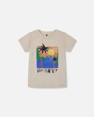 Organic Cotton Graphic Tee Light Gray Shimmer
