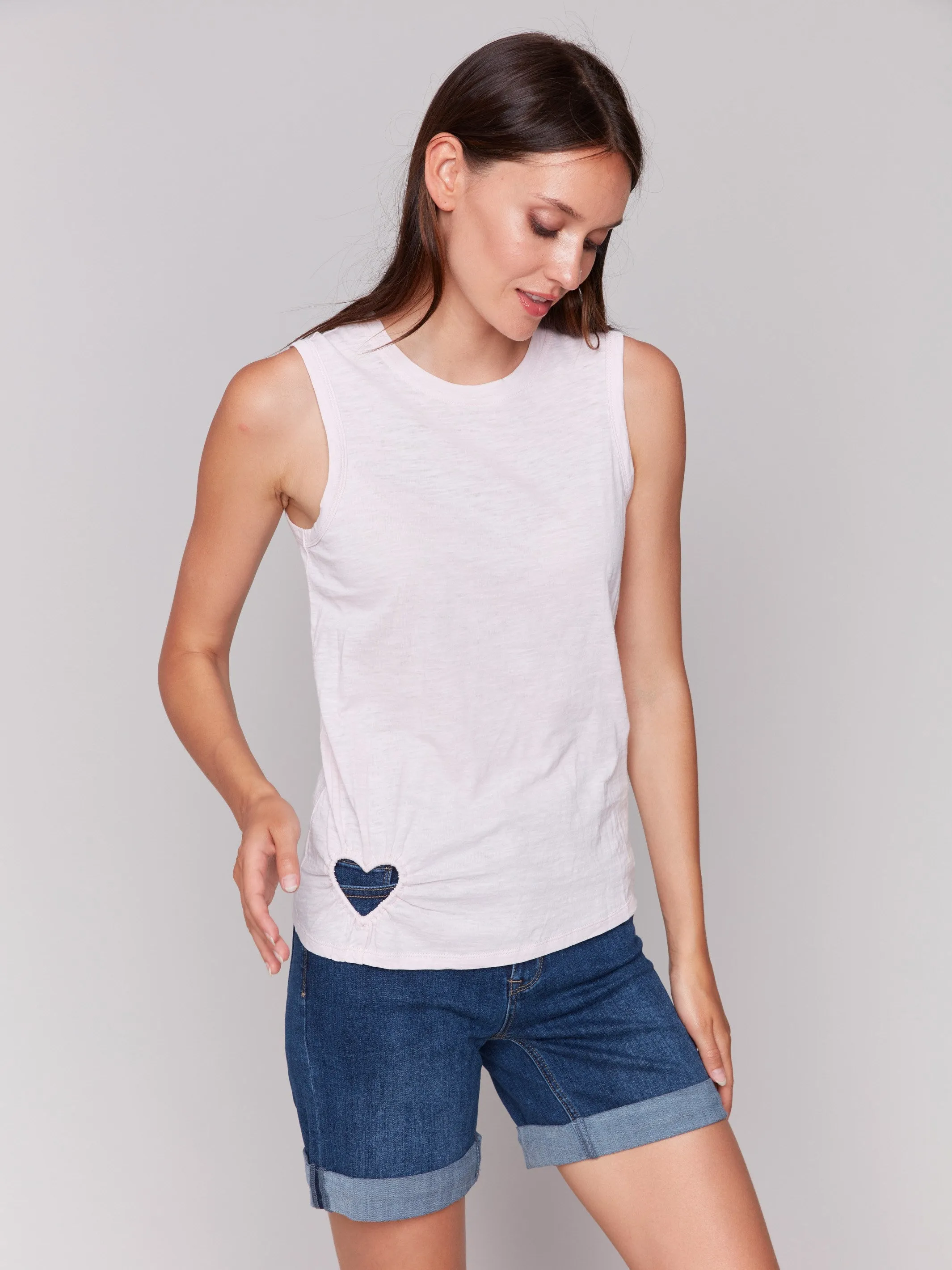 Organic Cotton Tank with Heart Cut-Out - Petal