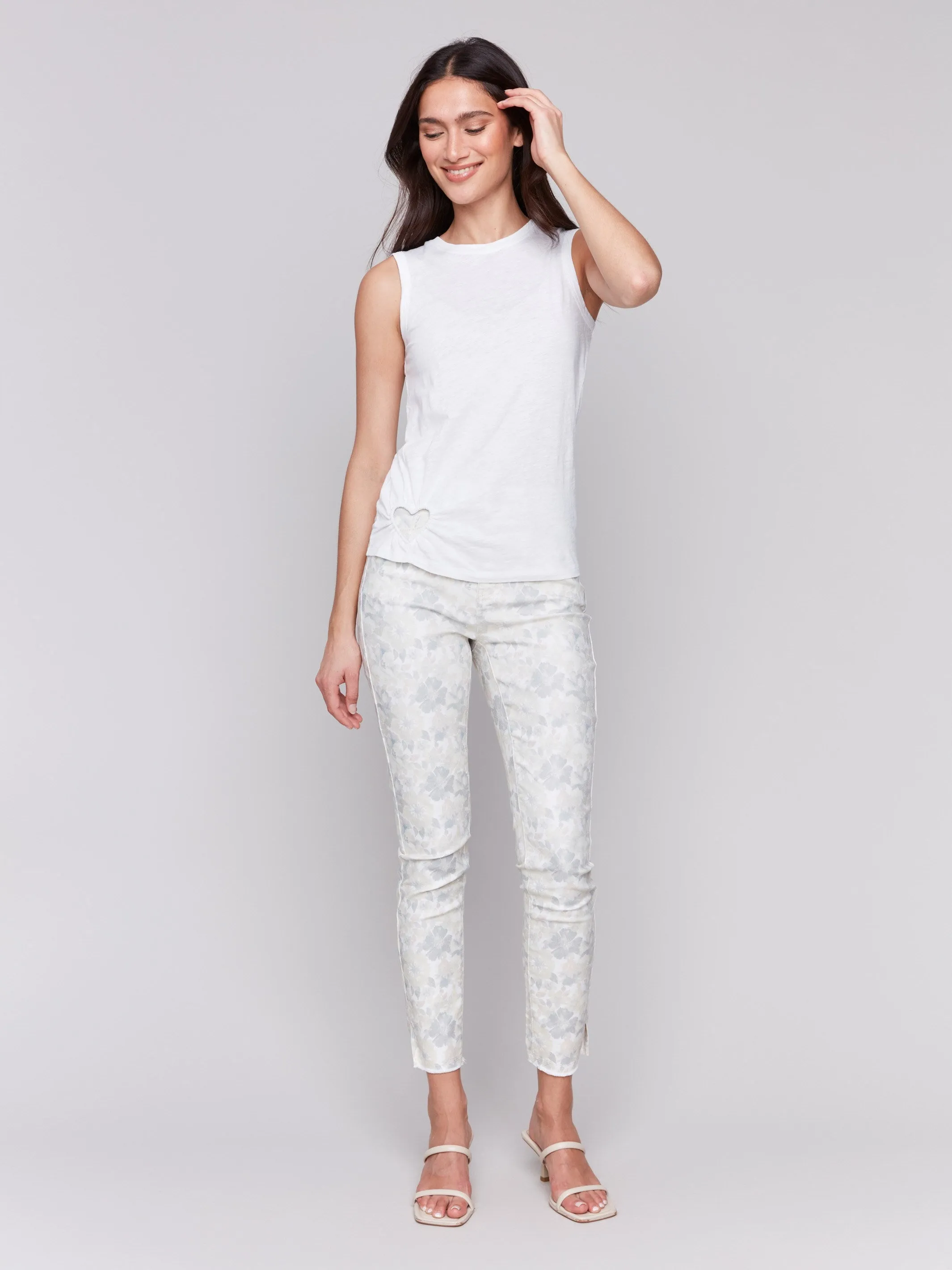 Organic Cotton Tank with Heart Cut - White