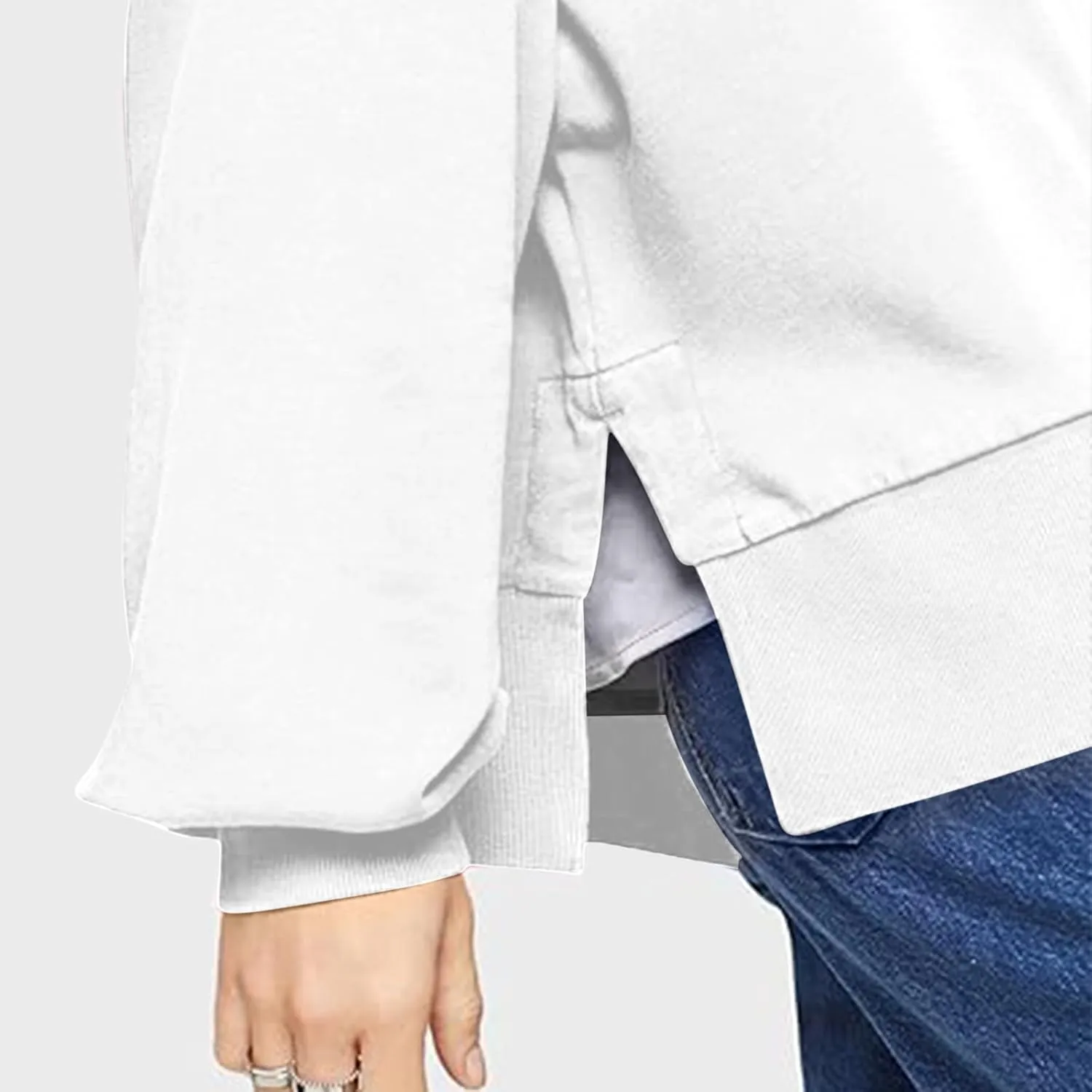 Oversized Hoodies for Women Split Side Hem Hooded Neck Sweatshirts Casual Long Sleeve Drop Shoulder Pullover Tops