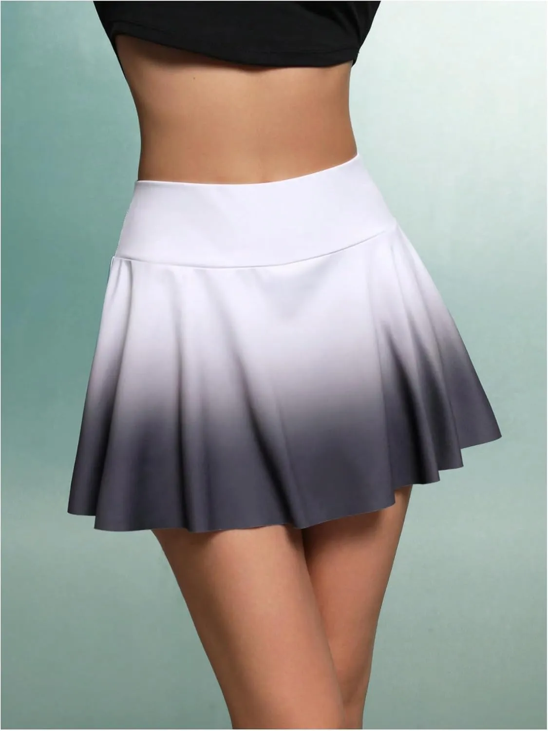 OYOANGLE Women's Color Block Pleated Workout Sports Skirts Ombre High Waisted Golf Skorts with Pocket