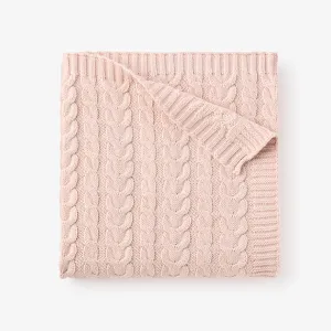 Pale Pink Horseshoe Cable Knit Blanket