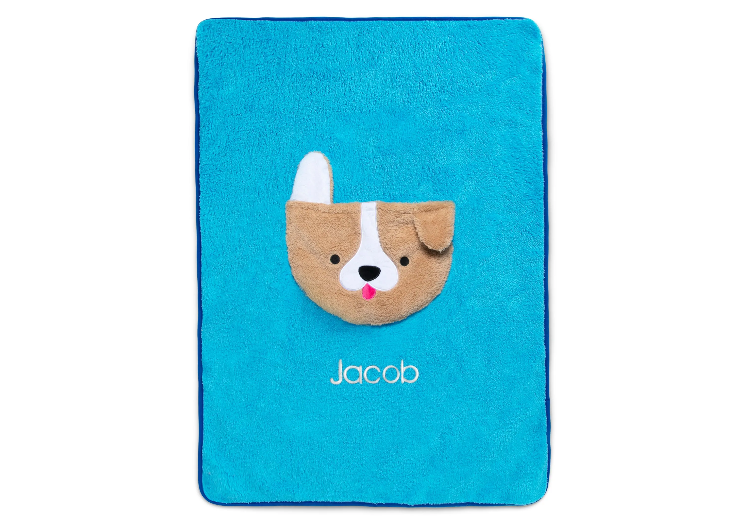 Personalized Sherpa Throw Blanket with Storage Pocket for Kids
