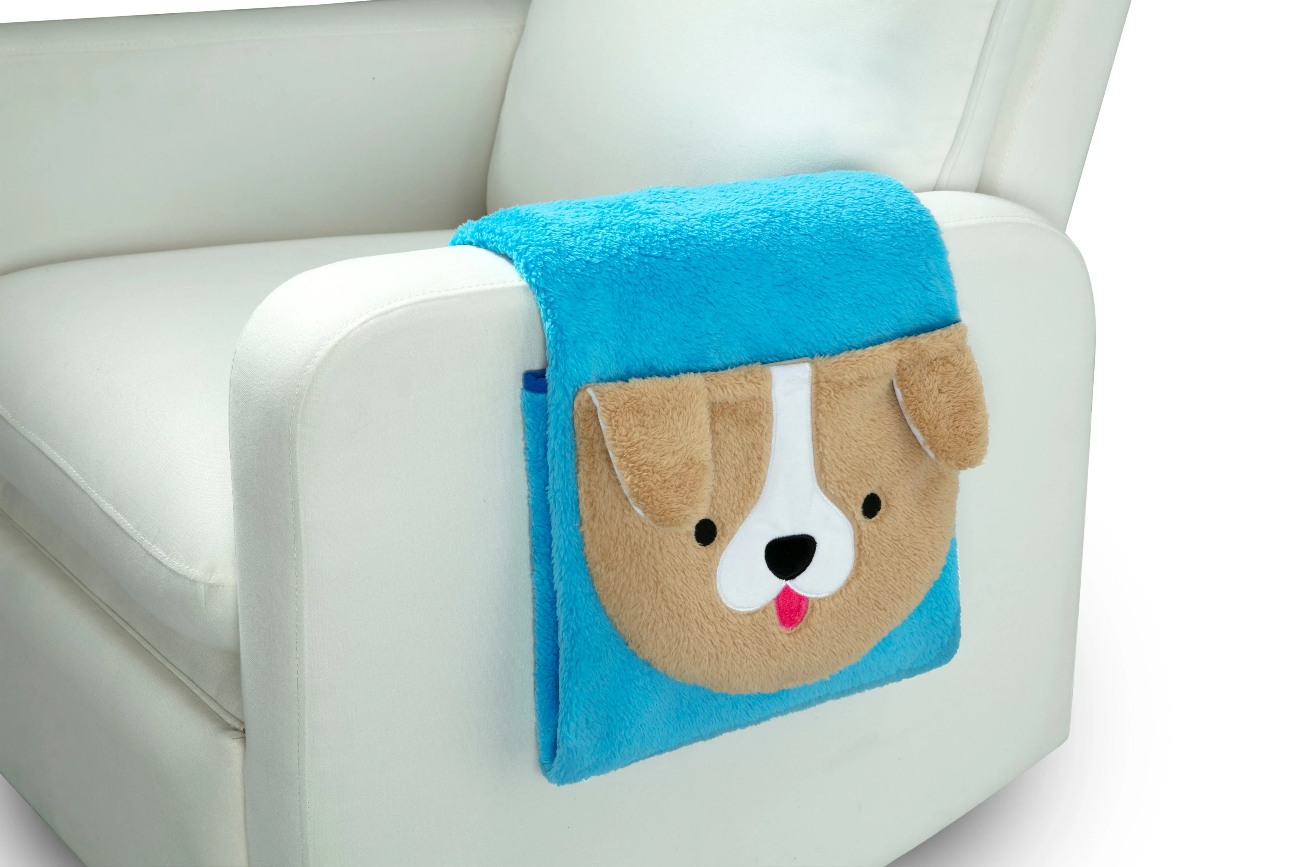 Personalized Sherpa Throw Blanket with Storage Pocket for Kids