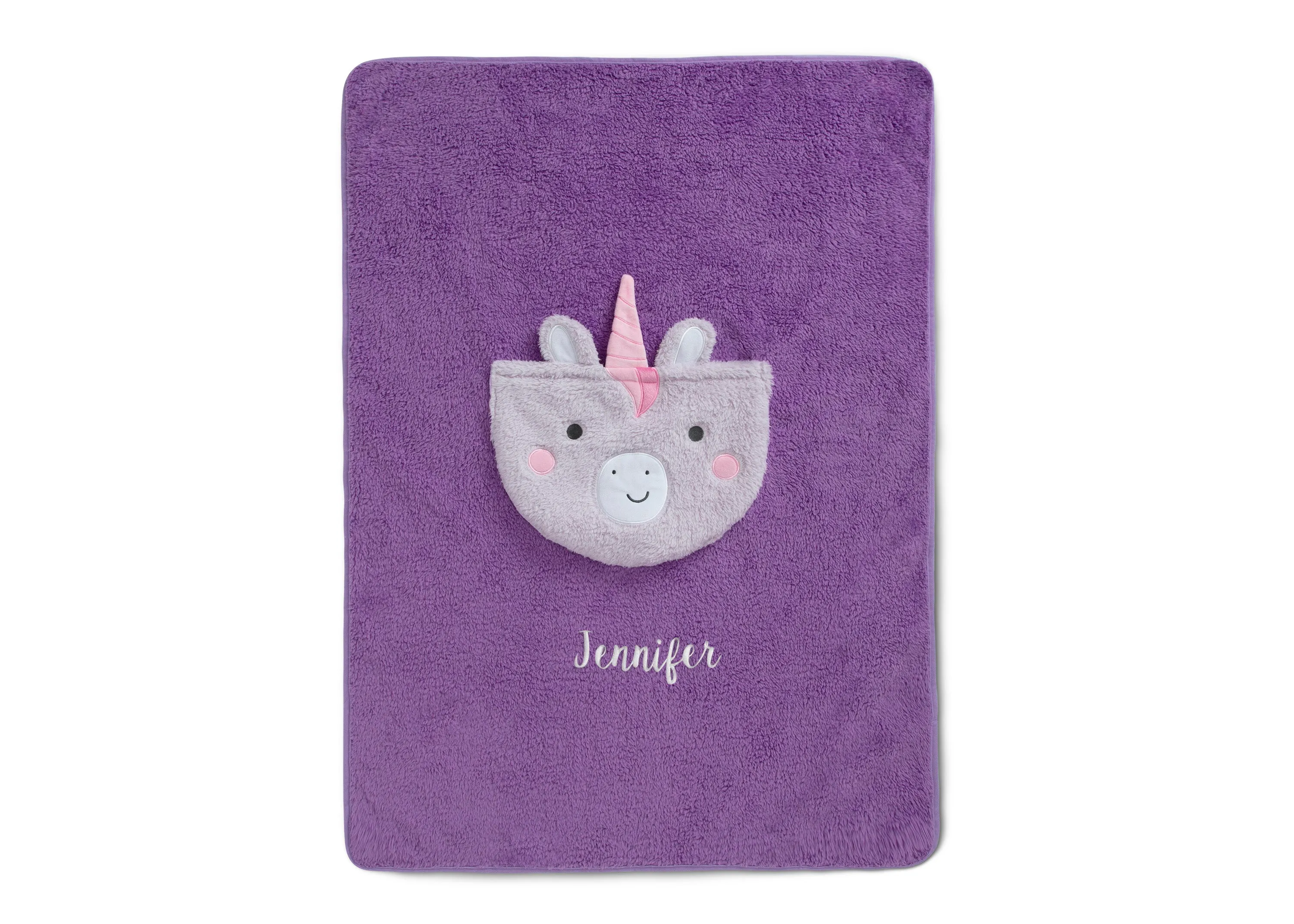 Personalized Sherpa Throw Blanket with Storage Pocket for Kids