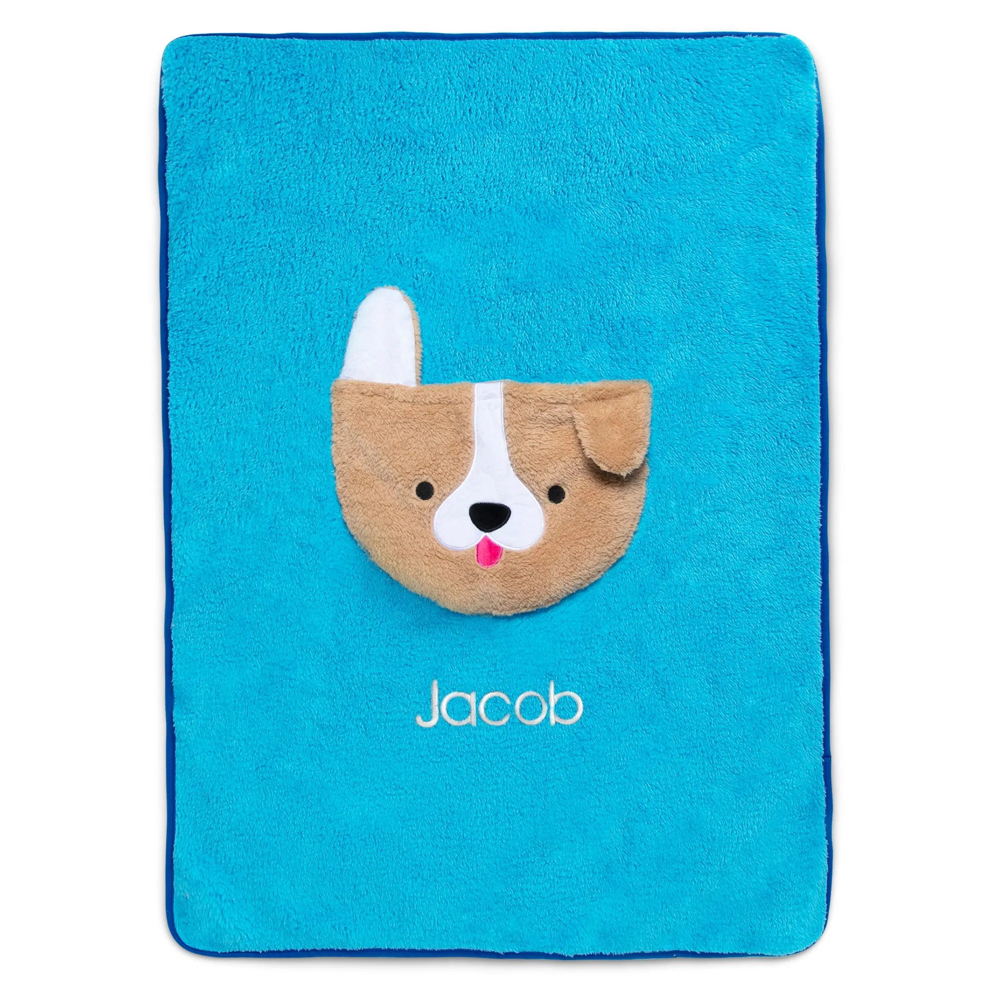 Personalized Sherpa Throw Blanket with Storage Pocket for Kids